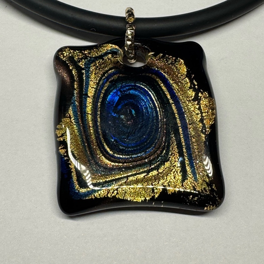 Murano Black and Gold Swirl Necklace